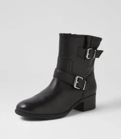 Women DIANA FERRARI Boots-Tarvela Black Leather Ankle Boots