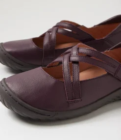 Women SUPERSOFT Comfort|Flats-Tatem Purple Dark Brown Leather Flat Shoes