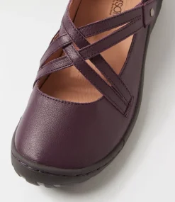 Women SUPERSOFT Comfort|Flats-Tatem Purple Dark Brown Leather Flat Shoes