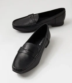 Women DIANA FERRARI Loafers|Flats-Tattery Black Leather Loafers