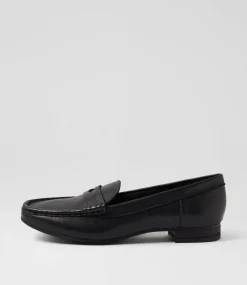 Women DIANA FERRARI Loafers|Flats-Tattery Black Leather Loafers