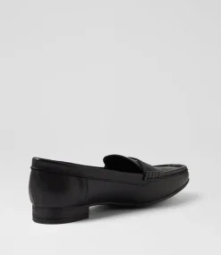 Women DIANA FERRARI Loafers|Flats-Tattery Black Leather Loafers