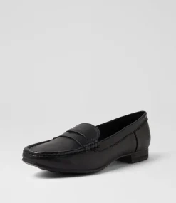 Women DIANA FERRARI Loafers|Flats-Tattery Black Leather Loafers