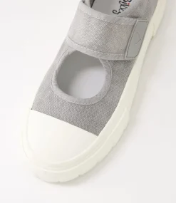 Women I LOVE BILLY Mary Janes|Flats-Taylin Light Grey Canvas Flat Shoes