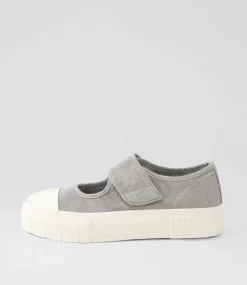 Women I LOVE BILLY Mary Janes|Flats-Taylin Light Grey Canvas Flat Shoes