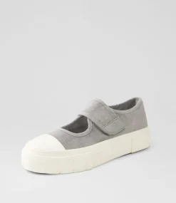 Women I LOVE BILLY Mary Janes|Flats-Taylin Light Grey Canvas Flat Shoes