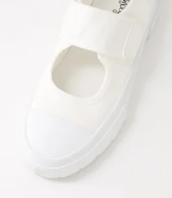 Women I LOVE BILLY Flats|Mary Janes-Taylin White Canvas Flat Shoes