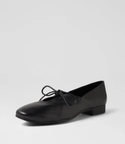 Women DIANA FERRARI Dress|Flats-Tazurra Black Leather Flat Shoes