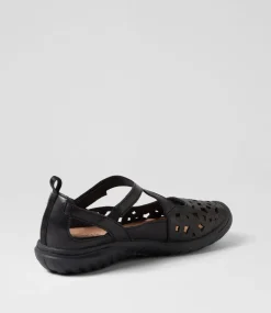 Women SUPERSOFT Comfort|Flats-Teasi Black Leather Flat Shoes
