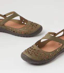 Women SUPERSOFT Comfort|Flats-Teasi Khaki Dark Brown Leather Flat Shoes