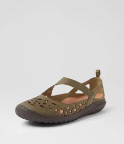 Women SUPERSOFT Comfort|Flats-Teasi Khaki Dark Brown Leather Flat Shoes