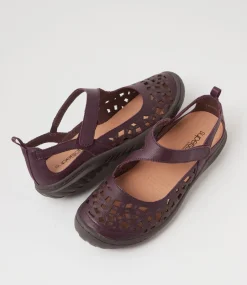 Women SUPERSOFT Comfort|Flats-Teasi Purple Dark Brown Leather Flat Shoes