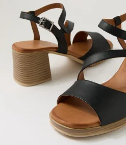 Women DIANA FERRARI Heels|Sandals-Teesha Black Leather Sandals