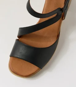 Women DIANA FERRARI Heels|Sandals-Teesha Black Leather Sandals