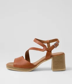 Women DIANA FERRARI Heels|Sandals-Teesha Tan Leather Sandals