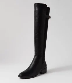 Women I LOVE BILLY Boots-Tejai Black Stretch Knee High Boots