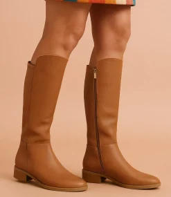 Women I LOVE BILLY Boots-Telli2 Tan Stretch Boots