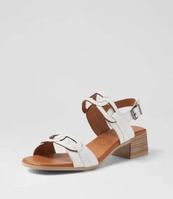 Women DIANA FERRARI Heels|Sandals-Teneele White Leather Sandals