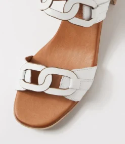 Women DIANA FERRARI Heels|Sandals-Teneele White Leather Sandals