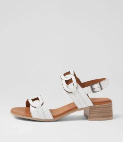 Women DIANA FERRARI Heels|Sandals-Teneele White Leather Sandals