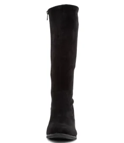 Women I LOVE BILLY Boots-Tenner Black Stretch Microsuede Long Boots