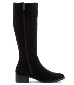 Women I LOVE BILLY Boots-Tenner Black Stretch Microsuede Long Boots