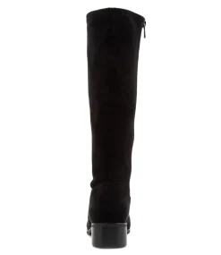Women I LOVE BILLY Boots-Tenner Black Stretch Microsuede Long Boots