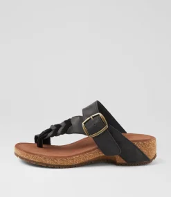 Women COLORADO Comfort|Heels-Teresa Black Nubuck Sandals