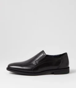 COLORADO Dress Shoes-Theo Black Leather Flat Shoes