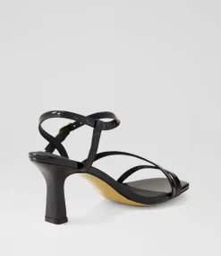 Women DIANA FERRARI Heels|Sandals-Theparty Black Patent Leather Sandals