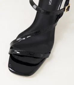 Women DIANA FERRARI Heels|Sandals-Theparty Black Patent Leather Sandals