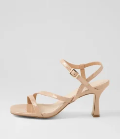 Women DIANA FERRARI Heels|Sandals-Theparty Dark Nude Patent Leather Sandals