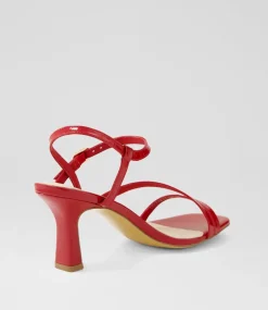 Women DIANA FERRARI Heels|Sandals-Theparty Deep Red Patent Leather Sandals