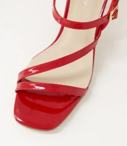 Women DIANA FERRARI Heels|Sandals-Theparty Deep Red Patent Leather Sandals