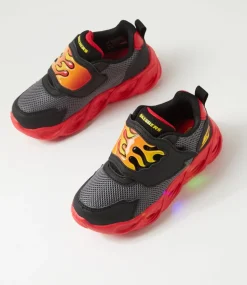 SKECHERS Sport School Shoes-Thermo Toddler Black Red Fabric Sneakers