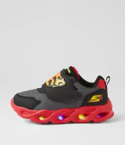 SKECHERS Sport School Shoes-Thermo Toddler Black Red Fabric Sneakers