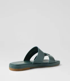 Women TOP END Flats|Slides-Tibbsy Navy Leather Slides