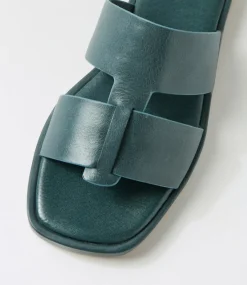 Women TOP END Flats|Slides-Tibbsy Navy Leather Slides