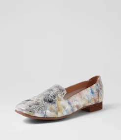 Women DIANA FERRARI Dress|Loafers-Tilony Blue Mix Print Leather Loafers