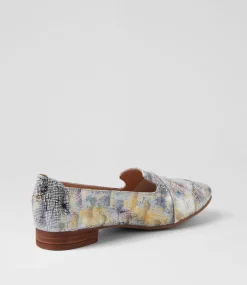 Women DIANA FERRARI Dress|Loafers-Tilony Blue Mix Print Leather Loafers
