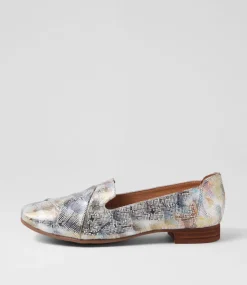 Women DIANA FERRARI Dress|Loafers-Tilony Blue Mix Print Leather Loafers