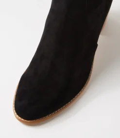 Women TOP END Boots-Tirry Black Natural Stretch Microsuede Knee High Boots
