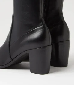 Women TOP END Boots-Tirry Black Stretch Knee High Boots