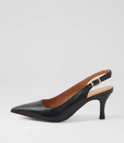 Women DIANA FERRARI Heels-Tiyena Black Leather Heels
