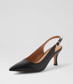 Women DIANA FERRARI Heels-Tiyena Black Leather Heels