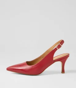 Women DIANA FERRARI Heels-Tiyena Deep Red Leather Heels
