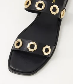 Women DIANA FERRARI Flats|Sandals-Todri Black Leather Sandals