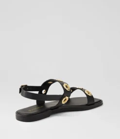 Women DIANA FERRARI Flats|Sandals-Todri Black Leather Sandals