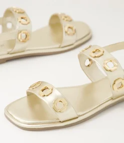 Women DIANA FERRARI Flats|Sandals-Todri Gold Leather Sandals
