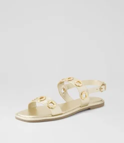 Women DIANA FERRARI Flats|Sandals-Todri Gold Leather Sandals